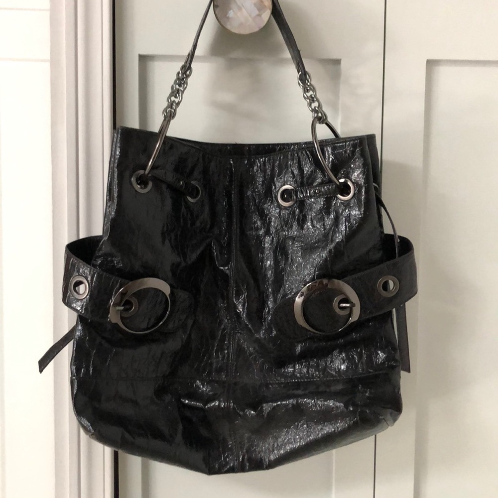 Big Budda Black Patent Leather Big Buddha Bag